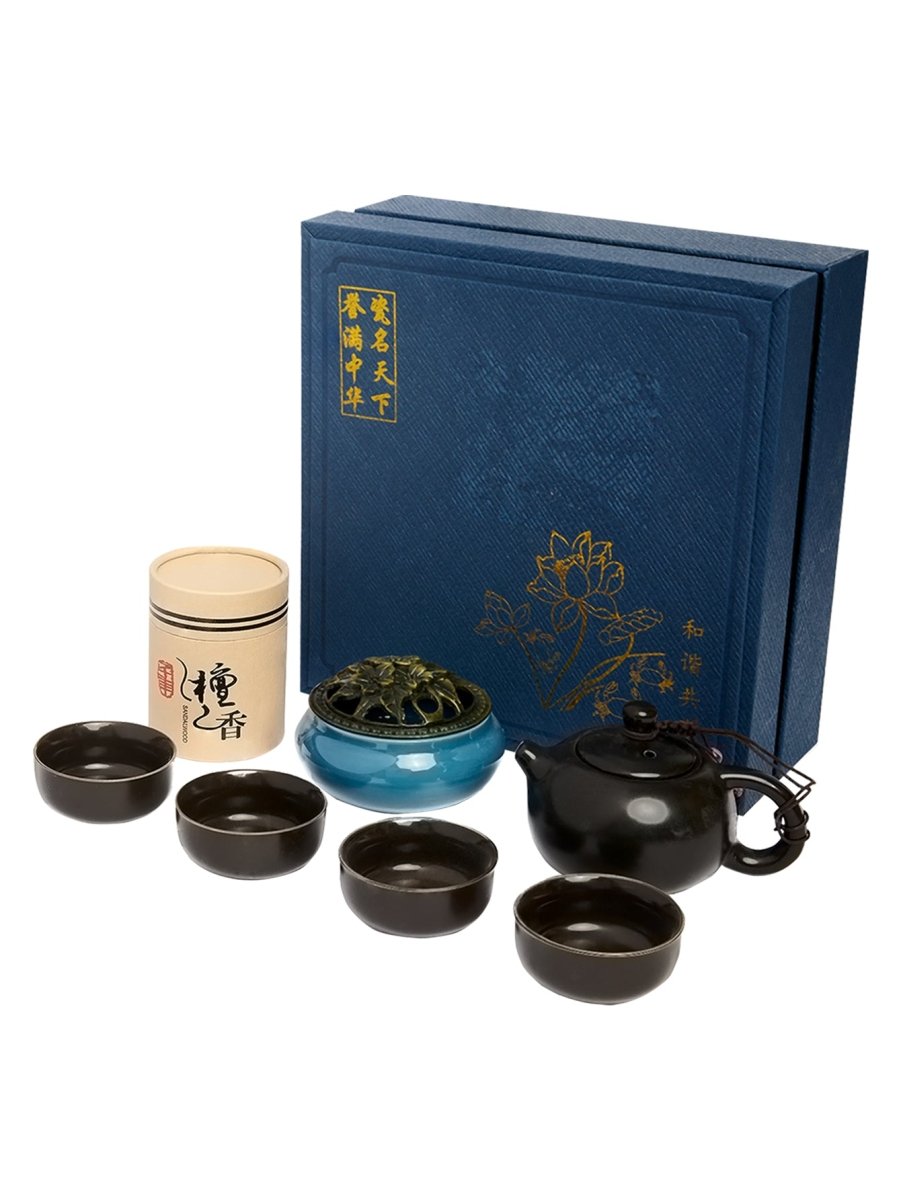 Dehua Jade-Luster Porcelain Tea Set – Smooth Black - Yomkey