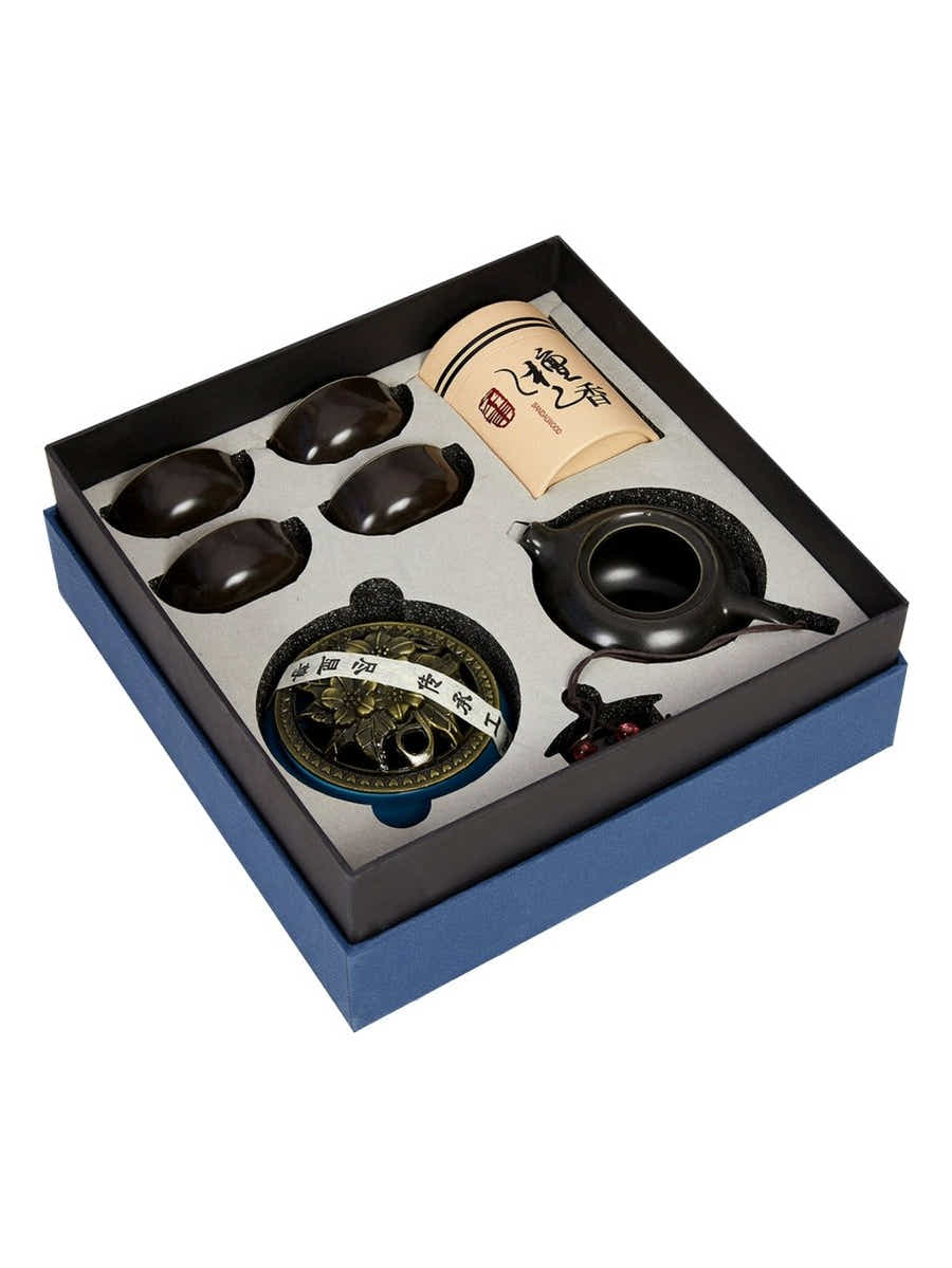 Dehua Jade-Luster Porcelain Tea Set – Smooth Black - Yomkey