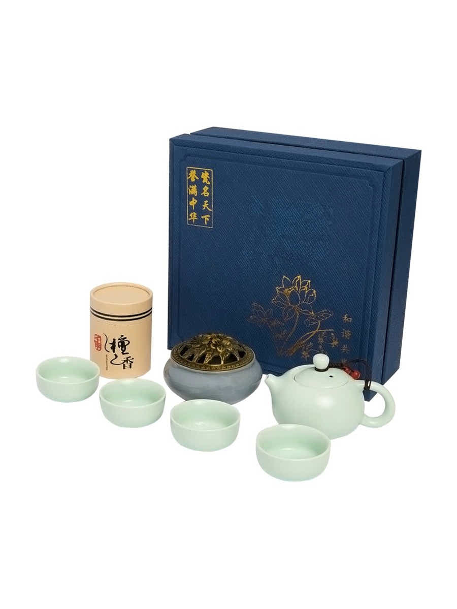 Dehua Jade-Luster Porcelain Tea Set – Smooth Green - Yomkey