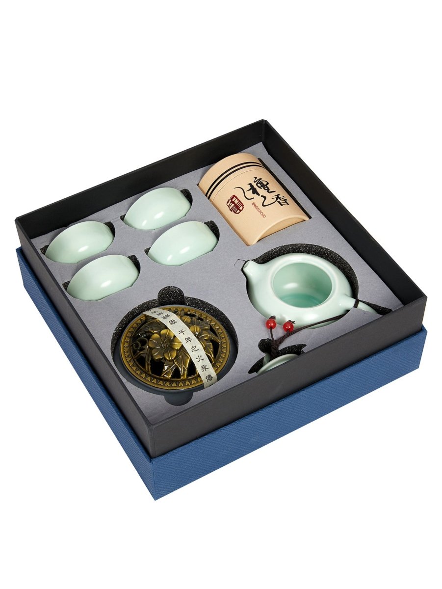 Dehua Jade-Luster Porcelain Tea Set – Smooth Green - Yomkey