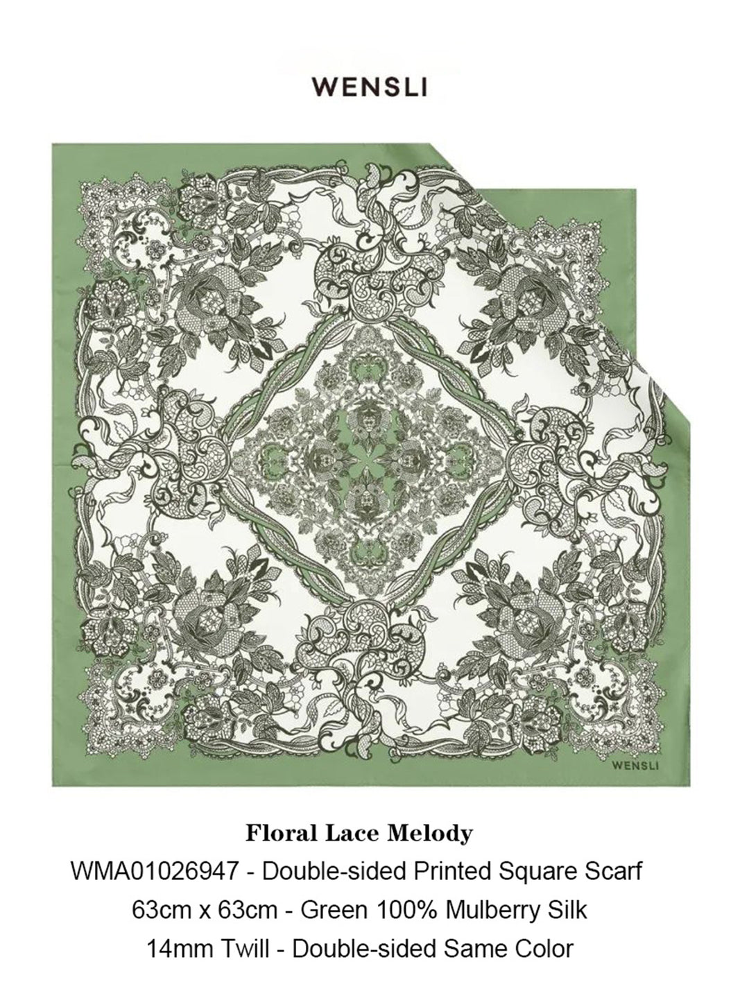 Exquisite Mulberry Silk Medium Square Scarf for Women – Double-Sided Print – Wensli Bud Lace Rhythm Series