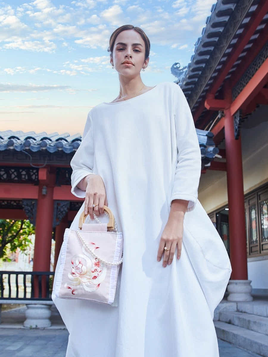 Eco Canvas Tote: Bamboo Handle, Nine - Tailed Fox Art & Wisdom Symbol - Yomkey