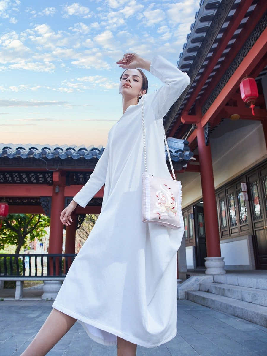 Eco Canvas Tote: Bamboo Handle, Nine - Tailed Fox Art & Wisdom Symbol - Yomkey