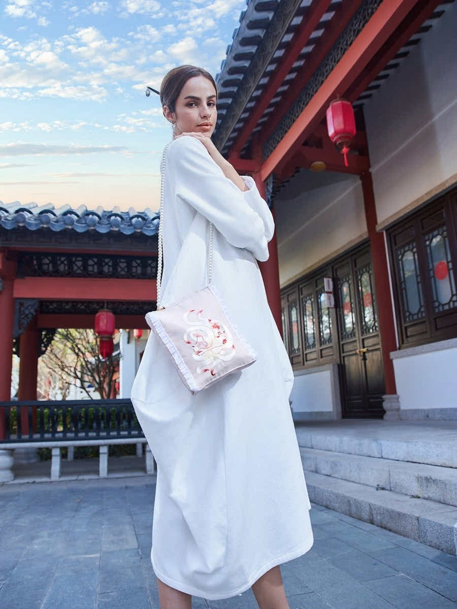 Eco Canvas Tote: Bamboo Handle, Nine - Tailed Fox Art & Wisdom Symbol - Yomkey