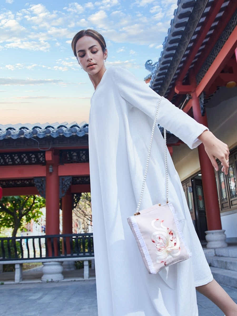 Eco Canvas Tote: Bamboo Handle, Nine - Tailed Fox Art & Wisdom Symbol - Yomkey