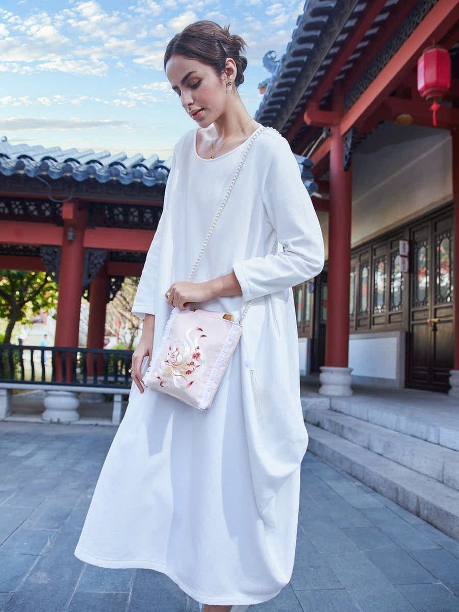 Eco Canvas Tote: Bamboo Handle, Nine - Tailed Fox Art & Wisdom Symbol - Yomkey