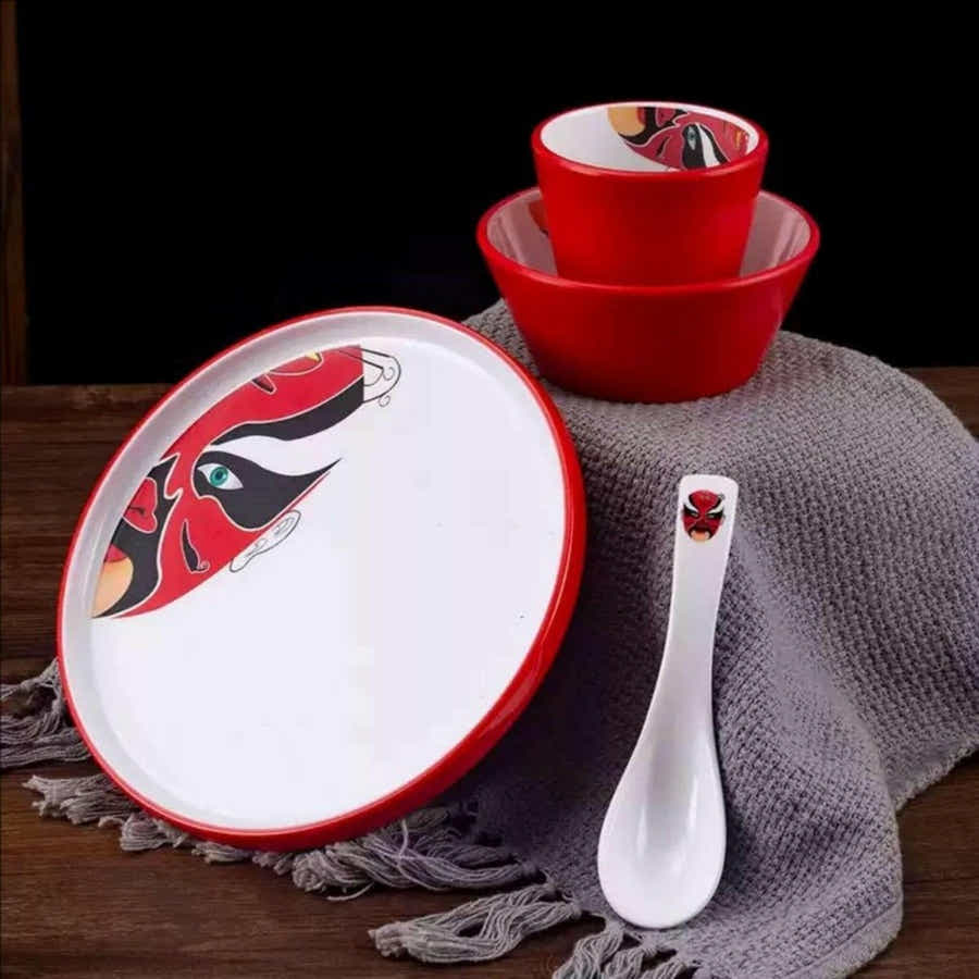 Elegant and Artistic Peking Opera Facial Makeup Ceramic Tableware - Yomkey