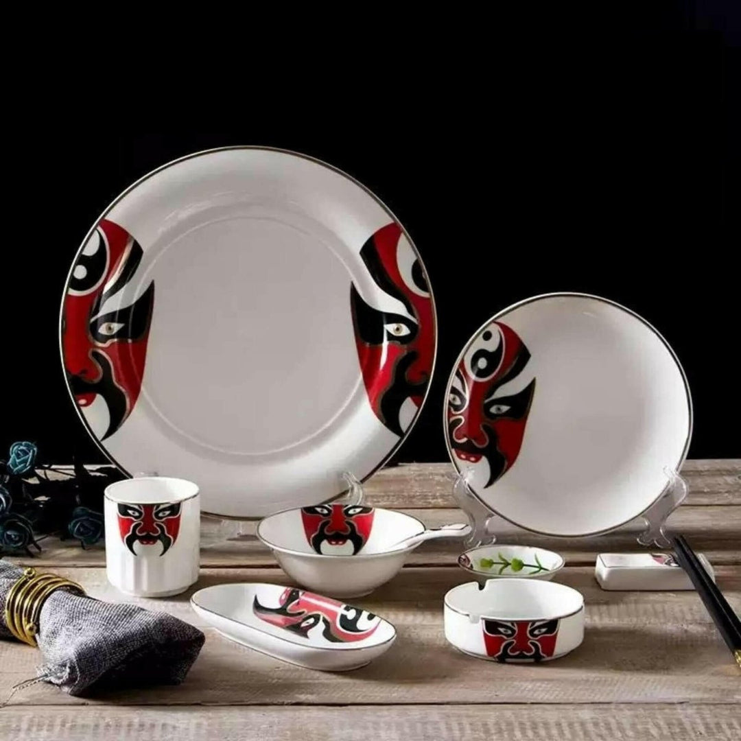 Elegant and Artistic Peking Opera Facial Makeup Ceramic Tableware - Yomkey