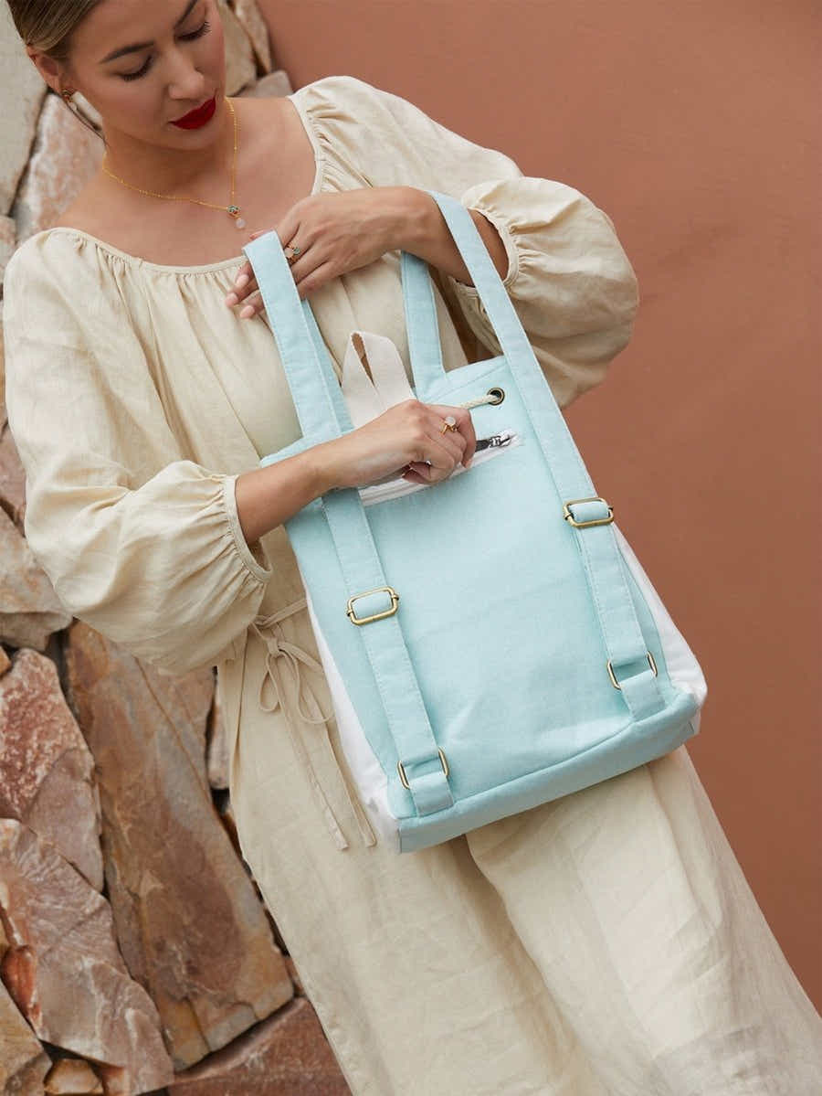 Elegant Orchid Su Xiu Embroidered, Lightweight Eco - Linen Daypack - Yomkey