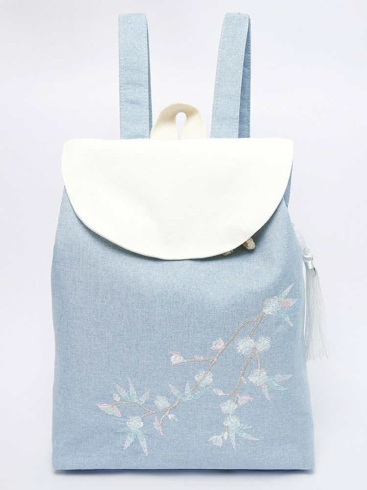 Exquisite Plum Blossom Embroidered Linen Backpack | Eco-Friendly - Yomkey