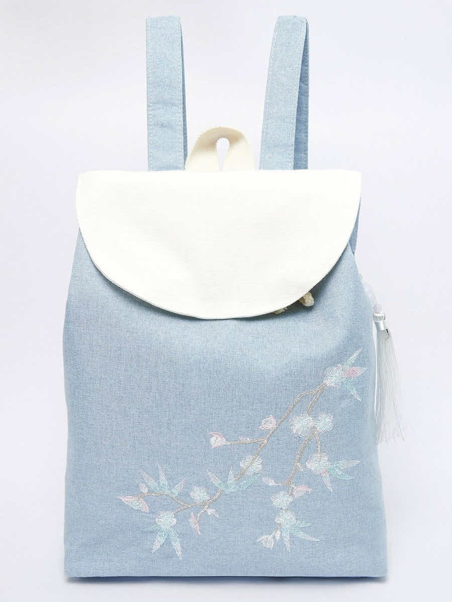 Exquisite Plum Blossom Embroidered Linen Backpack | Eco-Friendly - Yomkey