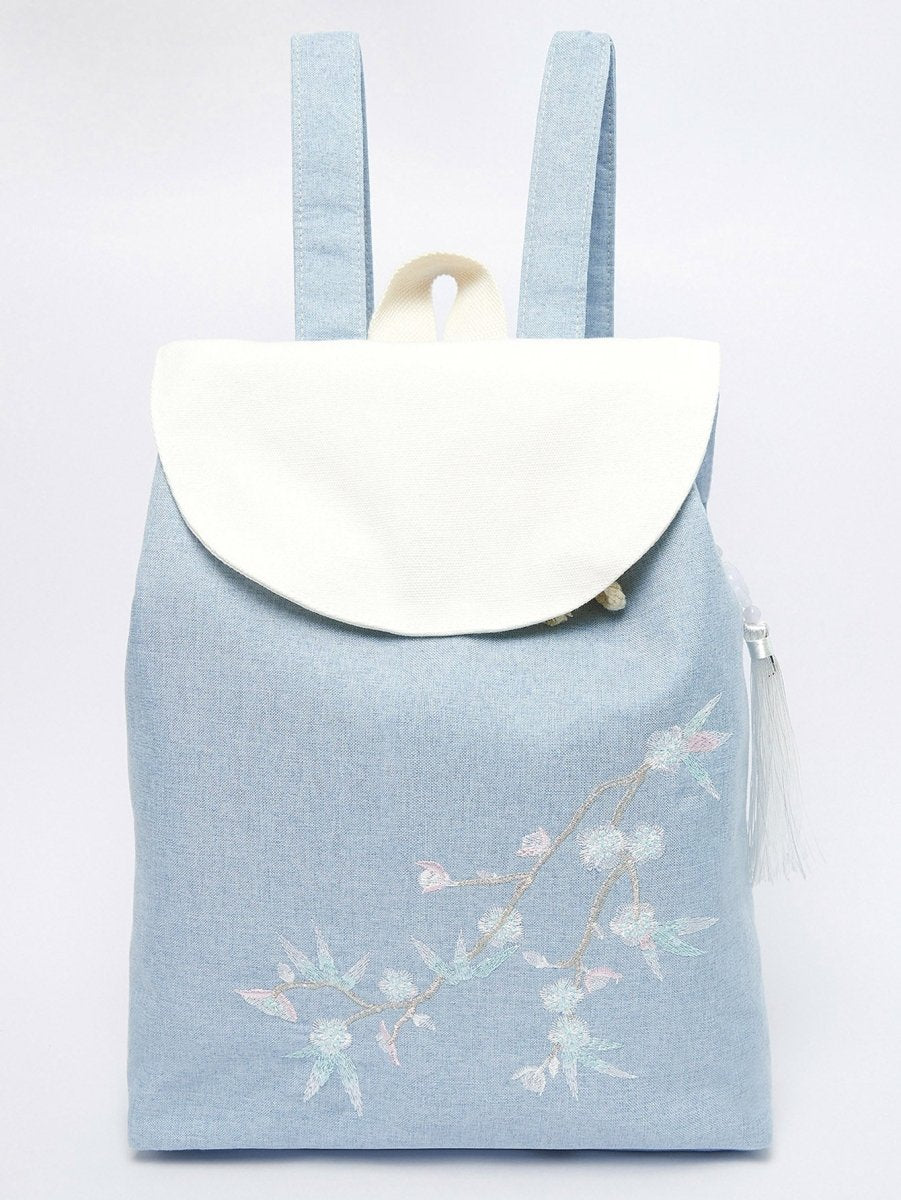 Exquisite Plum Blossom Embroidered Linen Backpack | Eco-Friendly - Yomkey