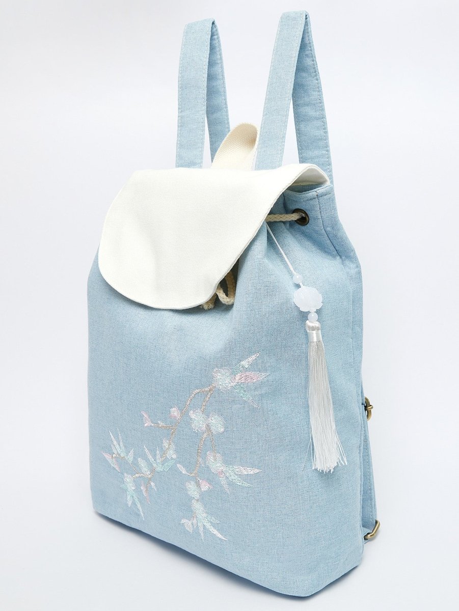 Exquisite Plum Blossom Embroidered Linen Backpack | Eco-Friendly - Yomkey