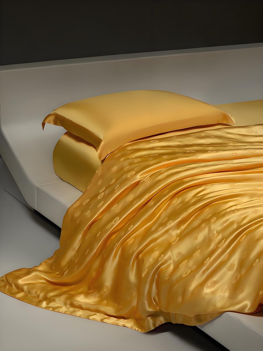 Golden Silk Bedding Set: Phoenix Embroidery, Luxury Health & Comfort - Yomkey