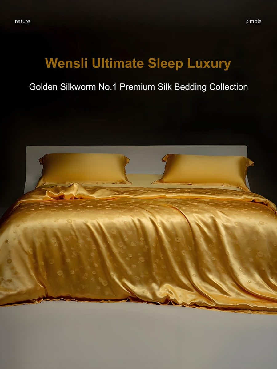 Golden Silk Bedding Set: Phoenix Embroidery, Luxury Health & Comfort - Yomkey