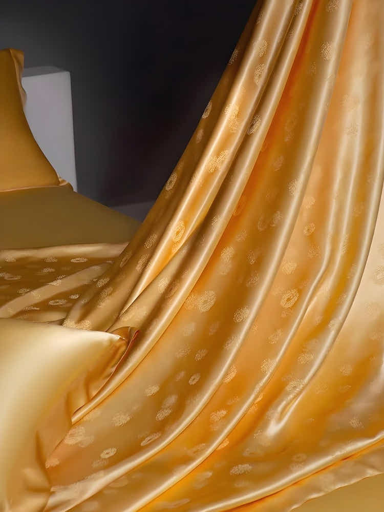 Golden Silk Bedding Set: Phoenix Embroidery, Luxury Health & Comfort - Yomkey