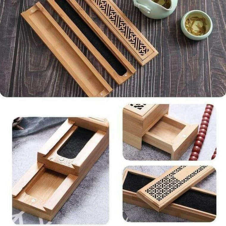 Hand - Carved Bamboo Incense Box | Cultural Pattern Burner | Zen Meditation Decor - Yomkey