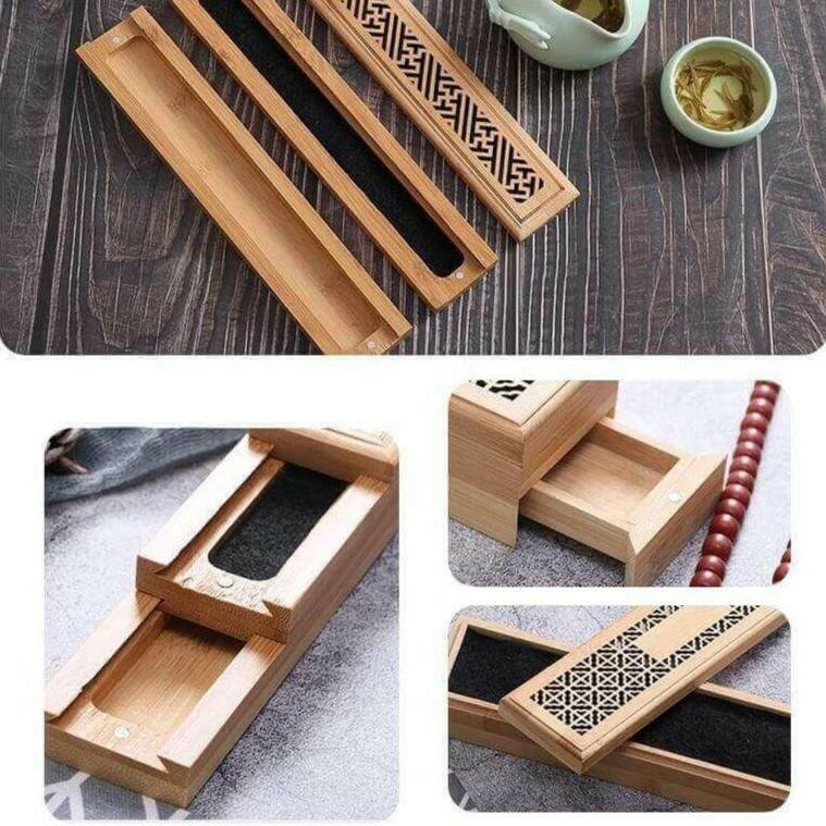 Hand - Carved Bamboo Incense Box | Cultural Pattern Burner | Zen Meditation Decor - Yomkey