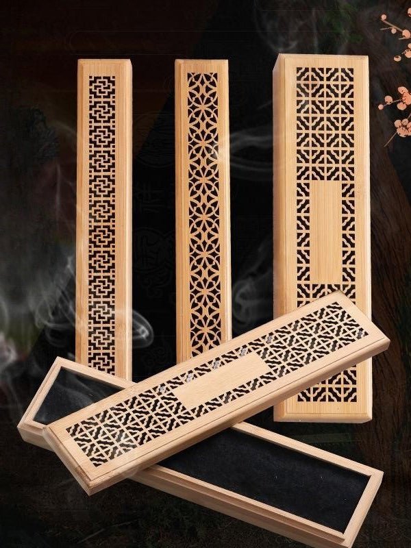 Hand - Carved Bamboo Incense Box | Cultural Pattern Burner | Zen Meditation Decor - Yomkey
