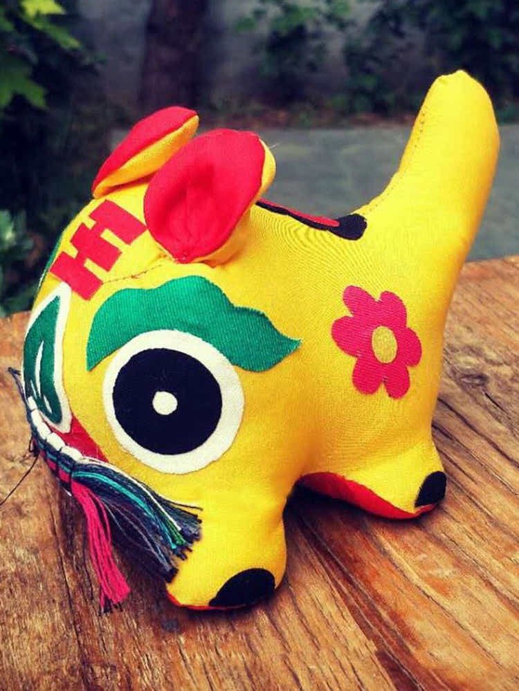 Hand - Sewn Upcycled Cloth Tiger Guardian Doll – Eco - Luxe Protection Talisman - Yomkey