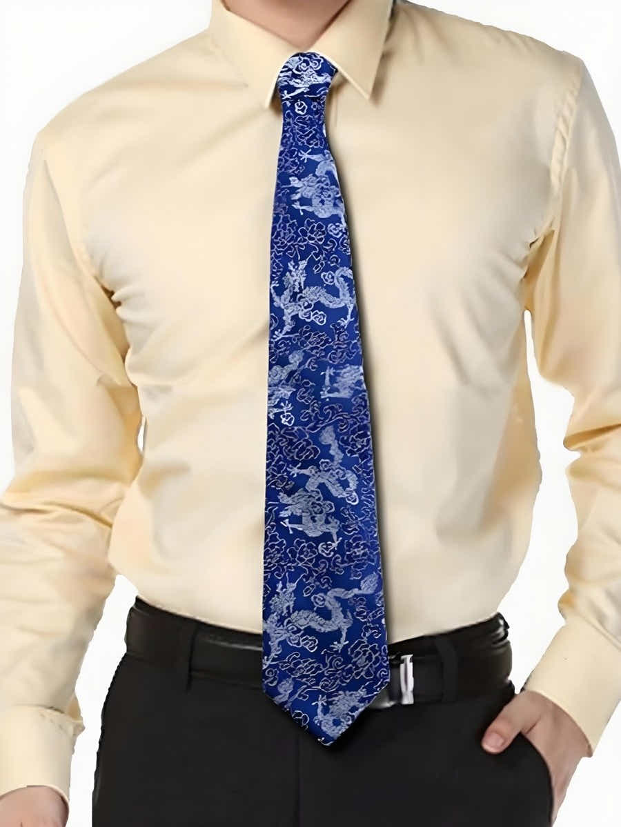 Imperial Loong Silk Brocade Tie - Elegance with a Roar of Tradition - Yomkey