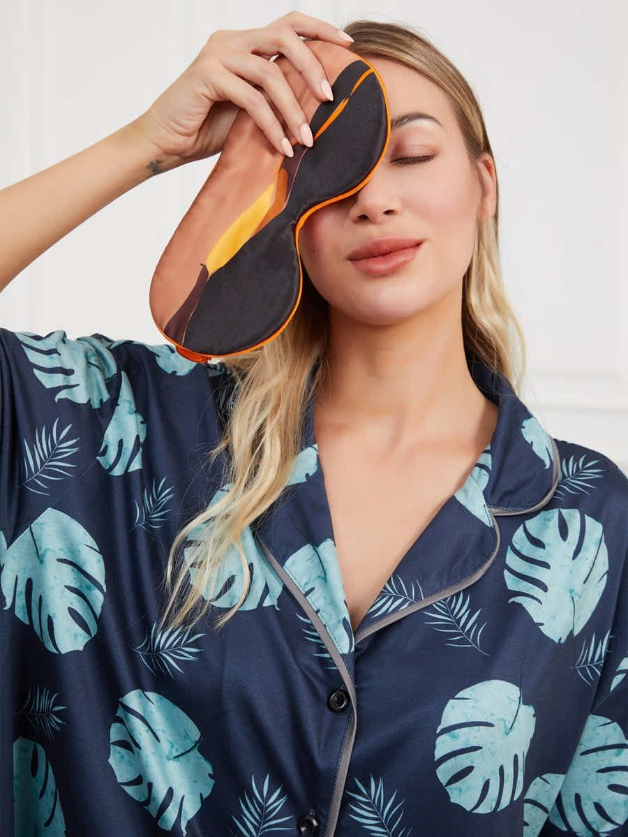 Light Brown Silk Eye Mask: Silk Road Design, 6A Breathable Comfort - Yomkey