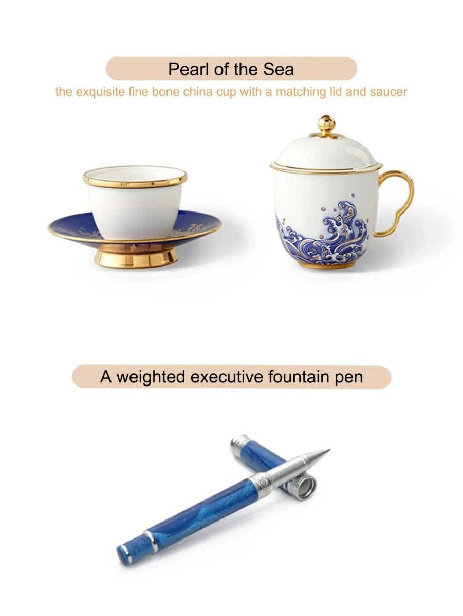 Monarch's Presence Gift Set | Silk Tie & Porcelain | Executive Business Collection - Yomkey