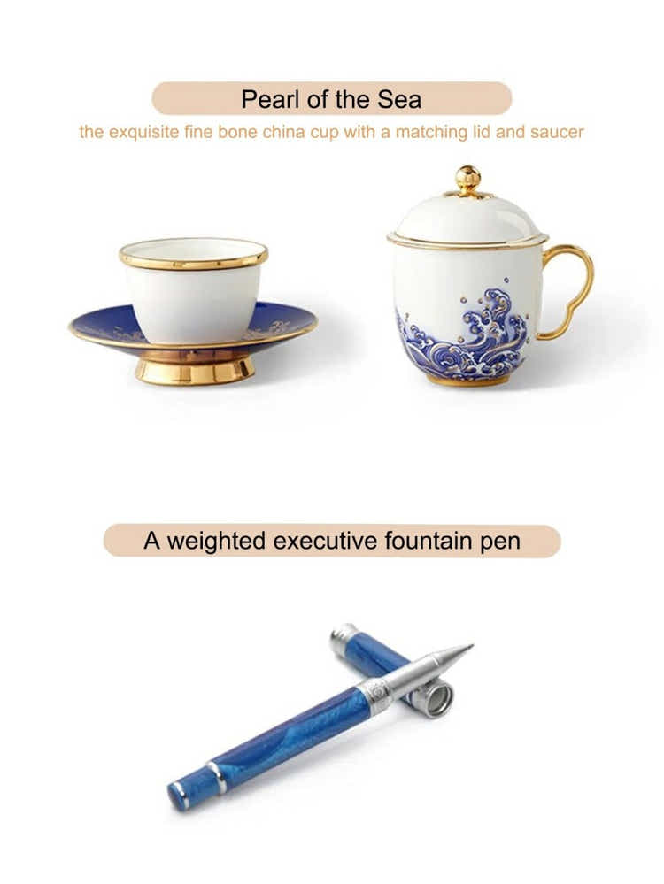 Monarch's Presence Gift Set | Silk Tie & Porcelain | Executive Business Collection - Yomkey