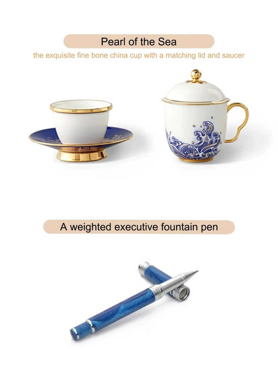 Monarch's Presence Gift Set | Silk Tie & Porcelain | Executive Business Collection - Yomkey