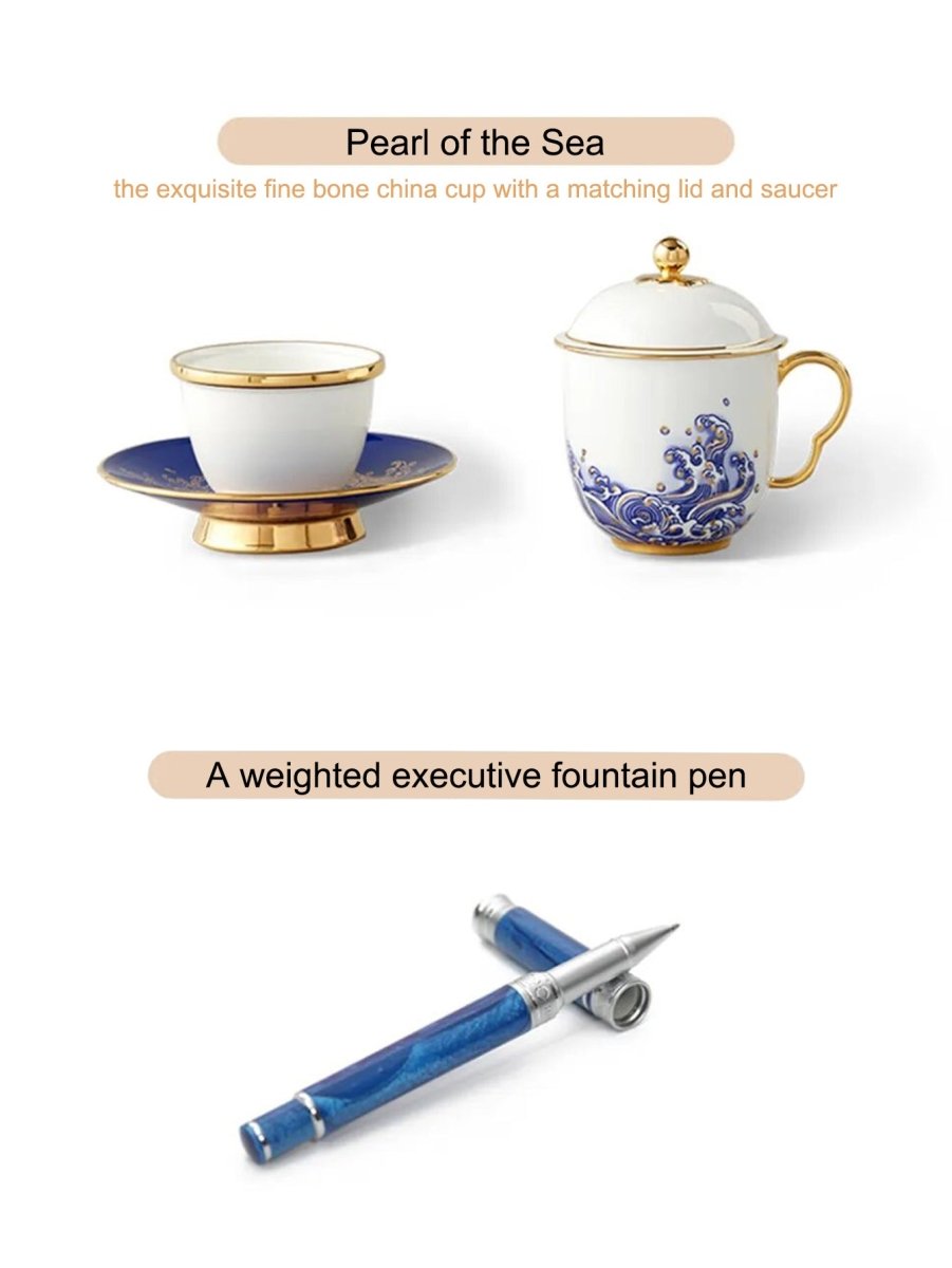 Monarch's Presence Gift Set | Silk Tie & Porcelain | Executive Business Collection - Yomkey