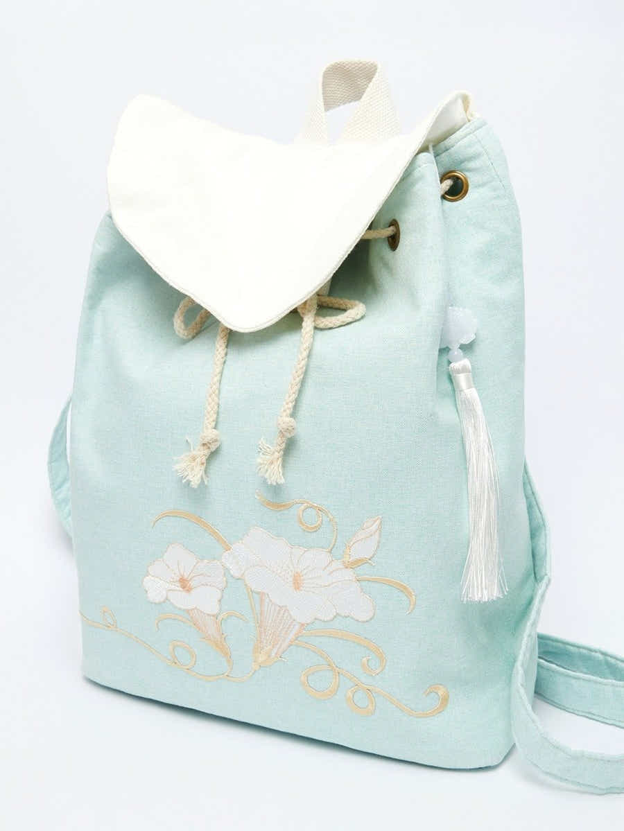 Morning Glory Embroidered Linen Backpack | Eco-Friendly - Yomkey