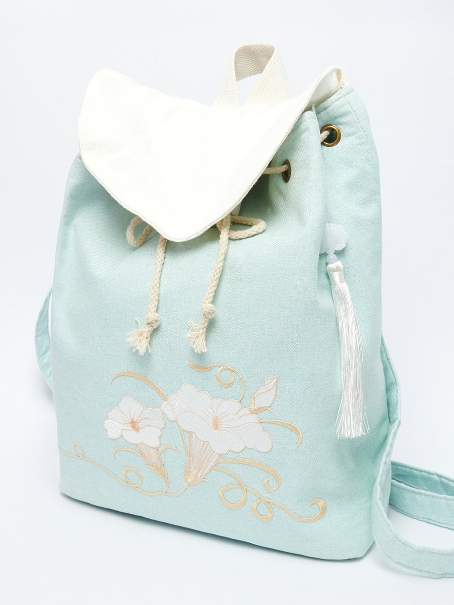Morning Glory Embroidered Linen Backpack | Eco-Friendly - Yomkey