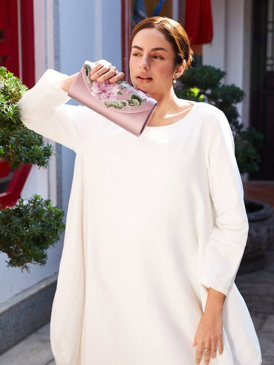 Noble Purple Silk Clutch: Breathable Su Xiu Peony, Wealth & Honor - Yomkey