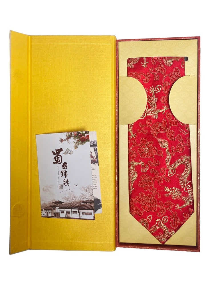 Oriental Dragon Satin Tie | Crimson Red Jacquard | Wedding & Festive Gift - Yomkey