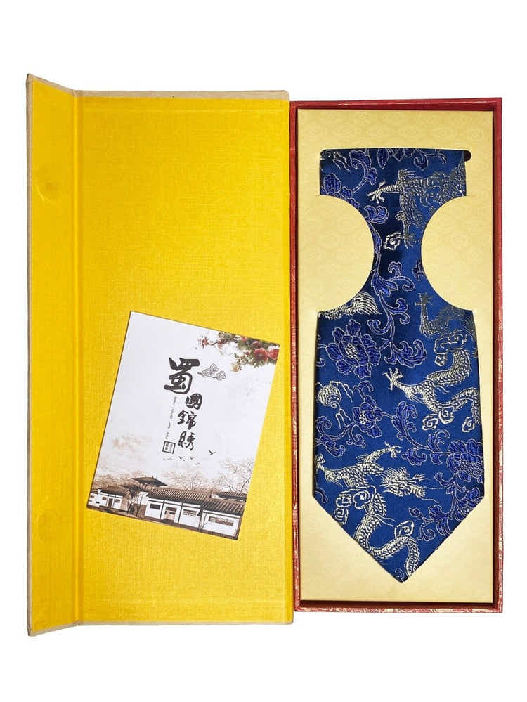 Oriental Dragon Satin Tie | Navy Blue Jacquard | Executive Business Neckwear - Yomkey