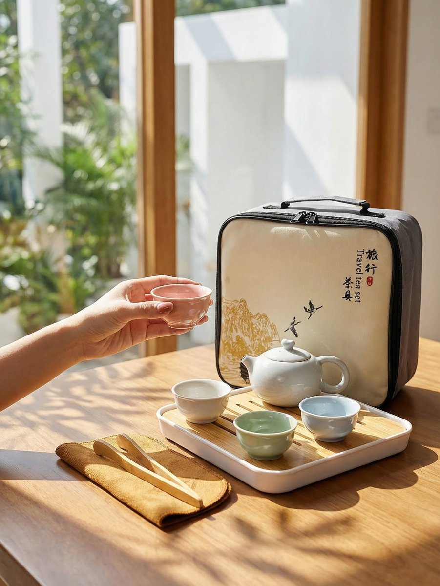 Portable Dehua Ceramic Tea Set - Elegance on the Go - Yomkey