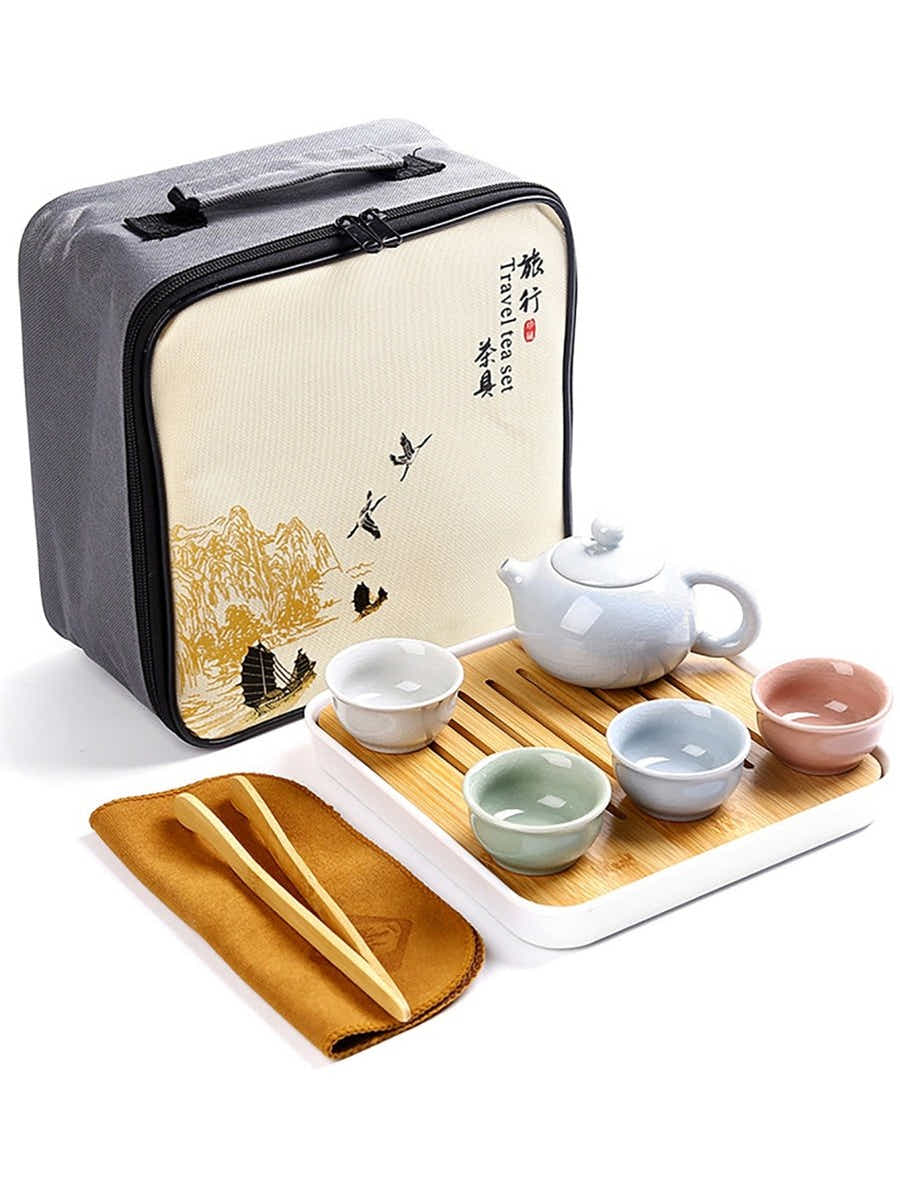 Portable Dehua Ceramic Tea Set - Elegance on the Go - Yomkey
