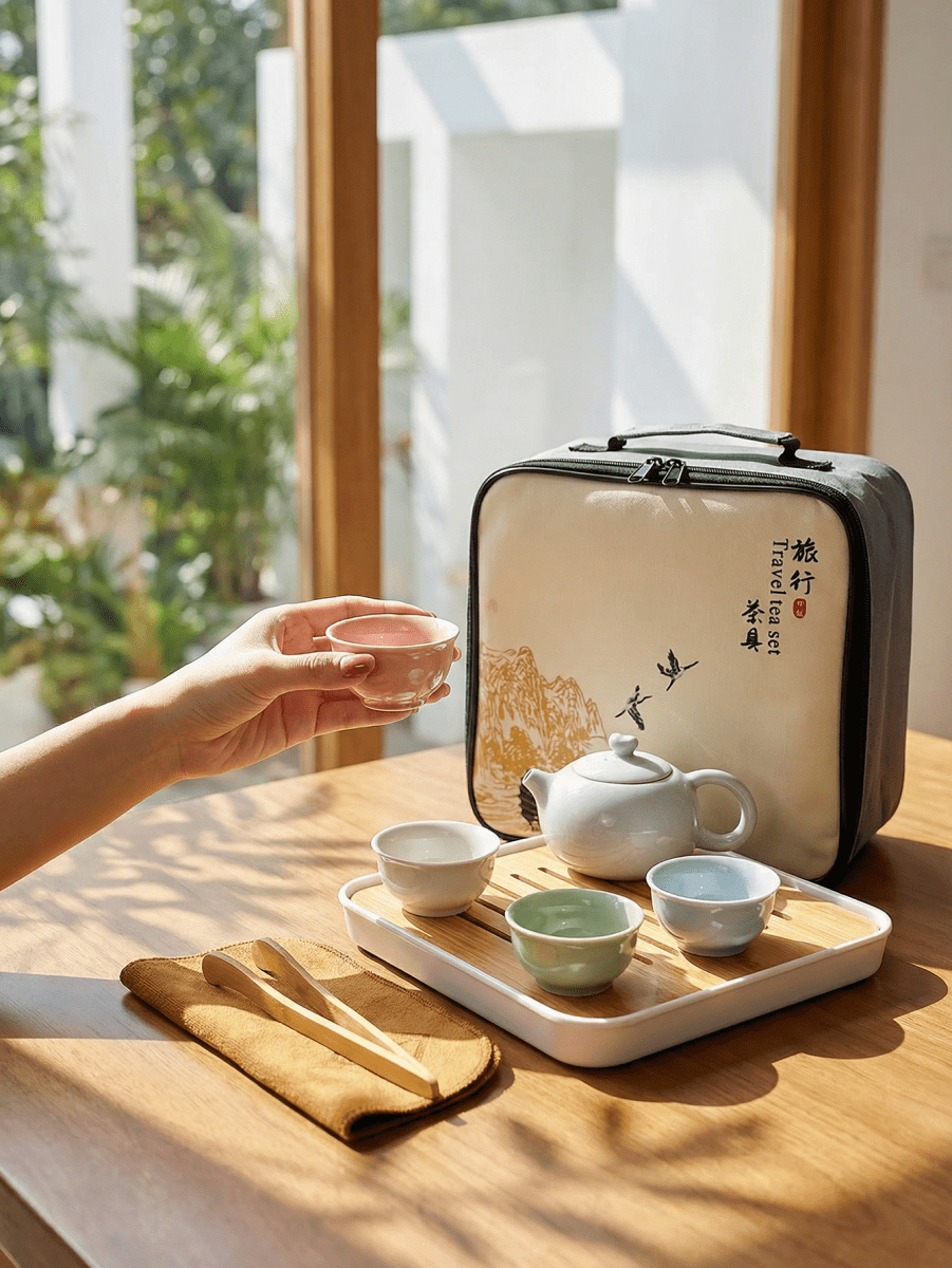 Portable Dehua Ceramic Tea Set - Elegance on the Go - Yomkey