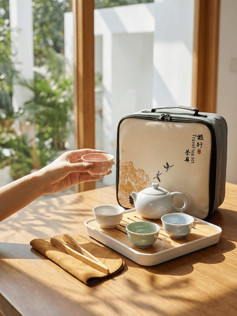 Portable Dehua Ceramic Tea Set - Elegance on the Go – Yomkey