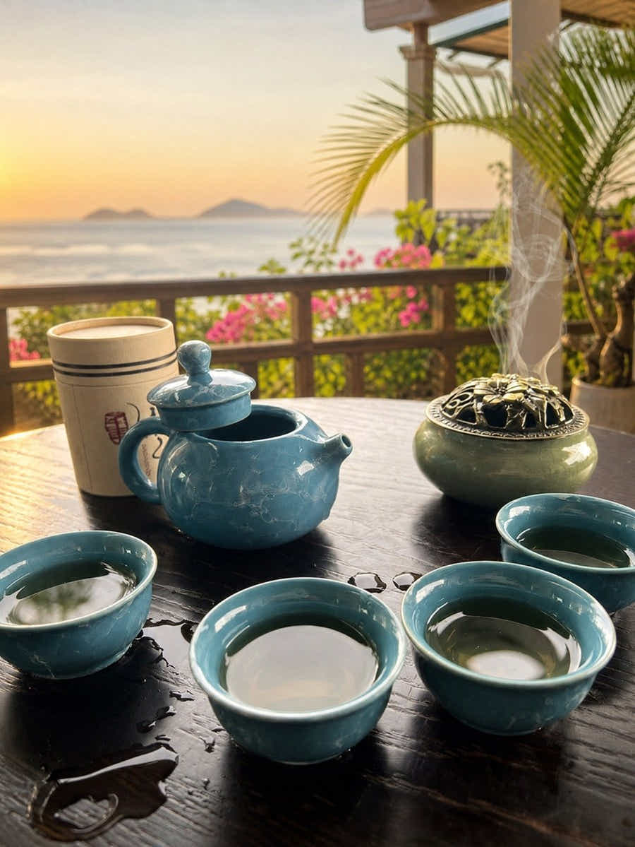Portable Dehua Porcelain Gongfu Tea Set | Zen Incense Gift Box | Chinese Travel Teaware - Yomkey