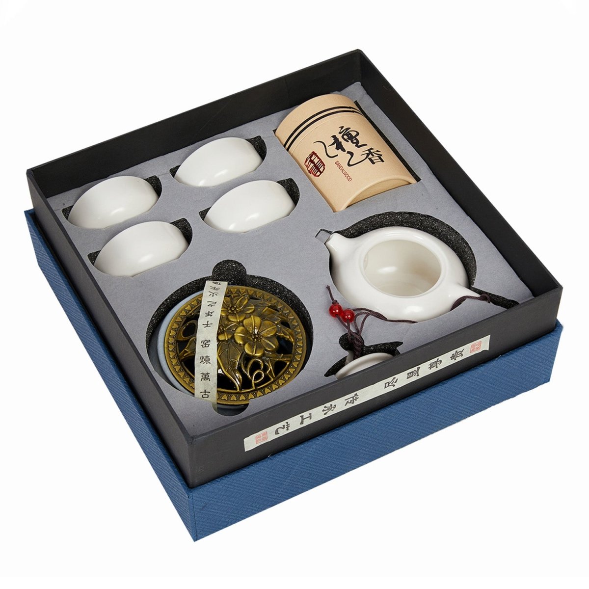 Portable Dehua Porcelain Gongfu Tea Set | Zen Incense Gift Box