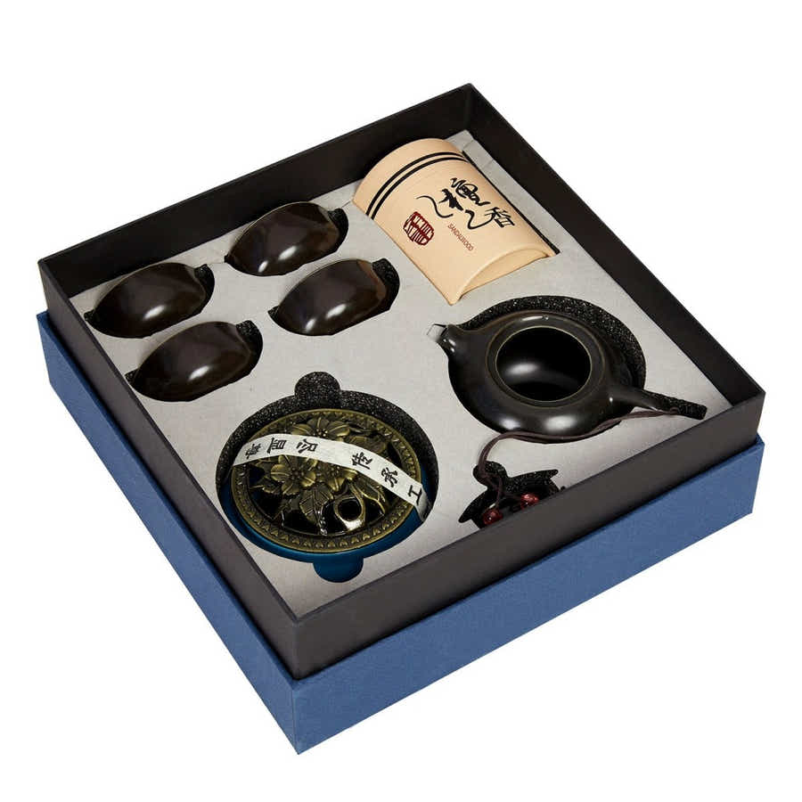 Portable Dehua Porcelain Gongfu Tea Set | Zen Incense Gift Box | Chinese Travel Teaware - Yomkey