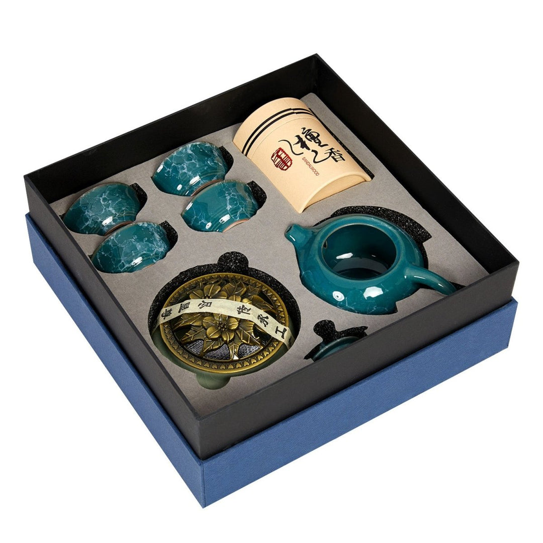 Portable Dehua Porcelain Gongfu Tea Set | Zen Incense Gift Box | Chinese Travel Teaware - Yomkey