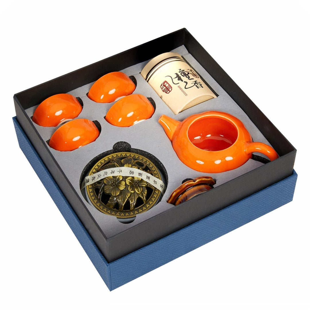 Portable Dehua Porcelain Gongfu Tea Set | Zen Incense Gift Box | Chinese Travel Teaware - Yomkey