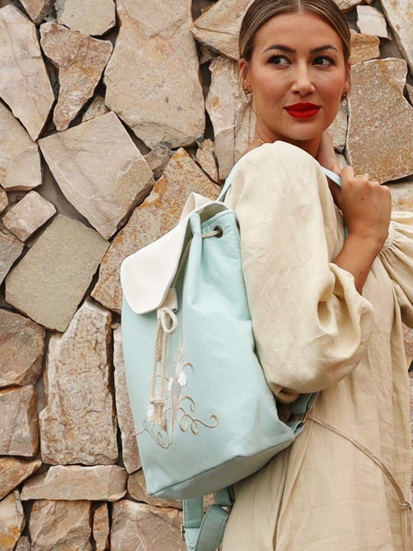 Artisanal Morning Glory Su Xiu Embroidery Lightweight Durable Linen Backpack