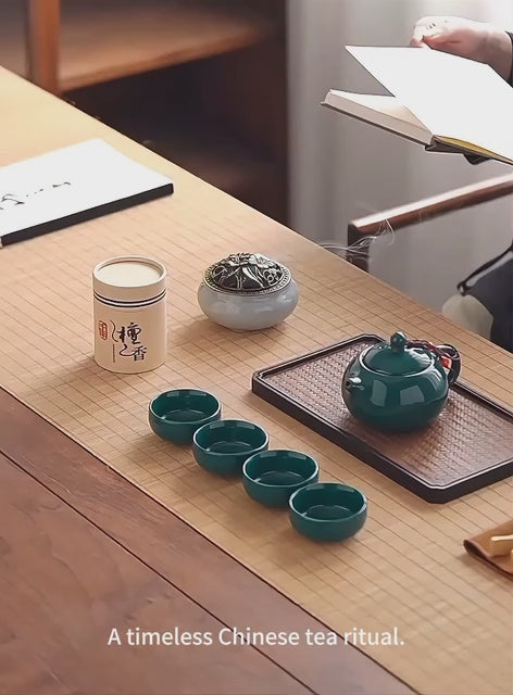 Portable Dehua Porcelain Gongfu Tea Set | Zen Incense Gift Box | Chinese Travel Teaware