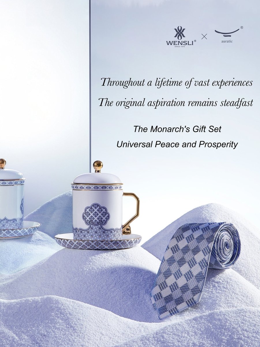 Silk Tie & Porcelain Gift Set: Breathable Luxury & Status Symbol - Yomkey