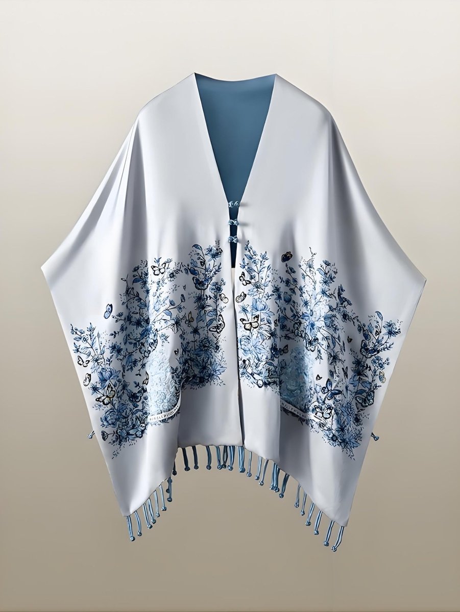 The Signature 19 - Momme Pure Silk Long Scarf (Dreaming with Painted Butterflies) - Yomkey