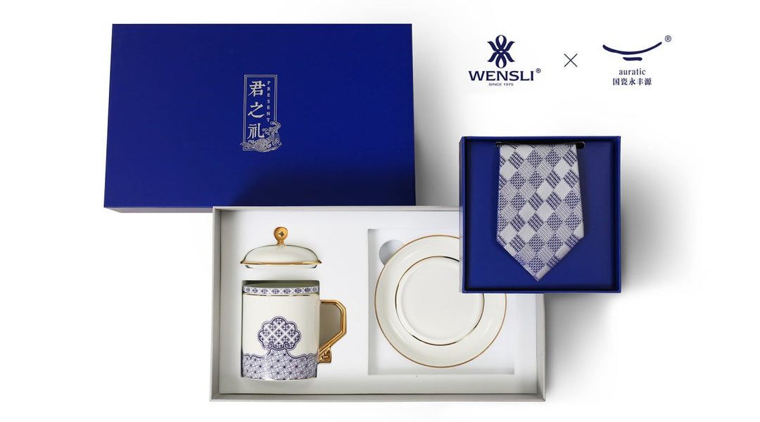 Universal Peace Gift Set | Silk Tie & Porcelain Cup | Executive Men's Collection - Yomkey