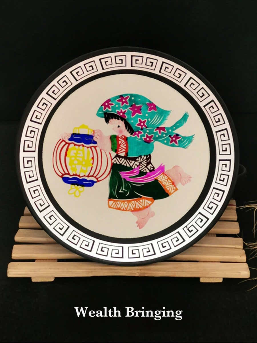 Walnut Frame Art: UNESCO Paper - Cutting Folk Art & Eco Luxury Gift - Yomkey